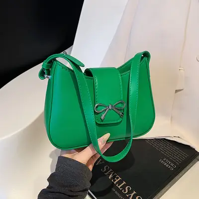 Green Bow Shoulder Bag for Women 2025