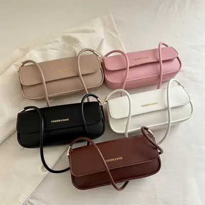 Women's 2025 Spring Shoulder Bags Black Pink White Brown