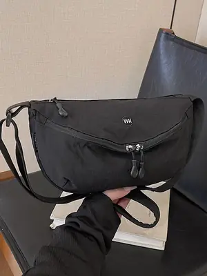 Women's Black Crossbody Bag 2025 Lightweight Wide Strap