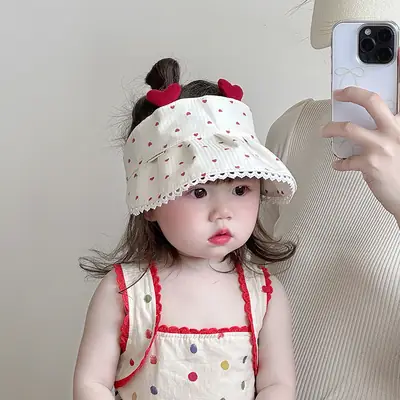 Baby Sun Hat with Red Bow for Girls