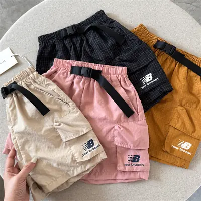 Children's Navy Blue Newbiacon T-Shirt & Beige Shorts Set 2025