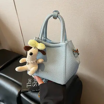 Women's Light Blue Hand-Carrying Bucket Bag 2025 Spring Summer