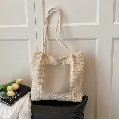 2025 Summer Straw Tote Bag Women Large Capacity Sweet Woven