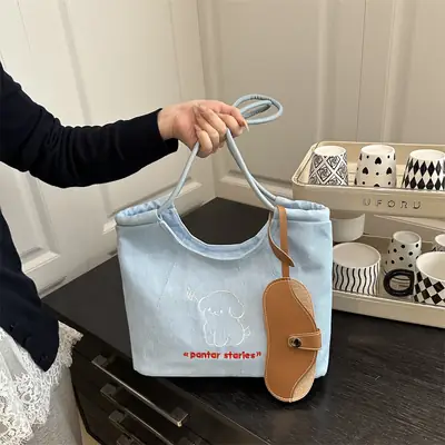 Blue Cartoon Puppy Shoulder Bag for Women