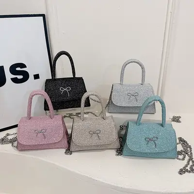 Pink Satchel Bow Bag Women 2025 New Spring Summer Shoulder Crossbody Bag