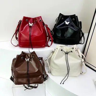 Fashion Western Bucket Bags Red Black Brown White