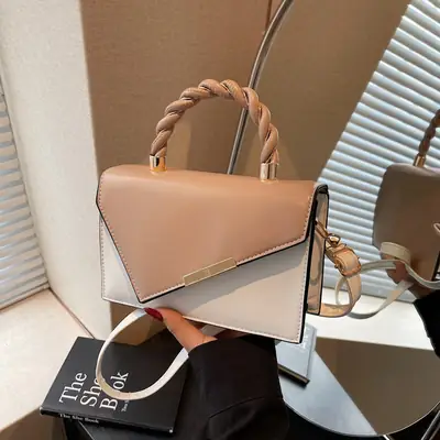 Patchwork Women Shoulder Crossbody Bag Beige White 2025