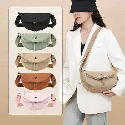 Black Nylon Crossbody Bag for Women Lightweight