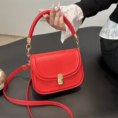 Red Korean Style Square Bag for Women 2025