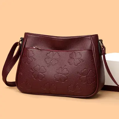 Middle-Aged Women's Bag 2026 Spring New Style Single Shoulder Crossbody Bag Soft Leather Mom Bag Versatile Ladies' Handbag