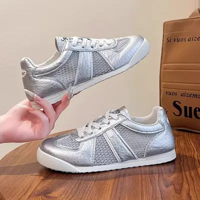 Desun Shoes Women's 2025 New Spring All-match Flat Casual Sports Forrest Gump Shoes Mesh Breathable Casual White Shoes