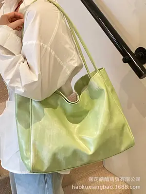 Green Satin Shoulder Bag for Women College Student