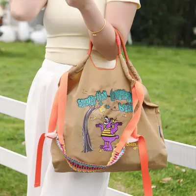 Spring New Embroidered Cartoon Shoulder Bag Large Capacity