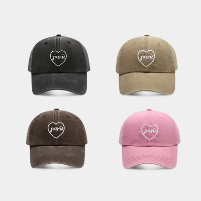 Cross-border Paris Vintage Washed Baseball Cap with English Embroidery