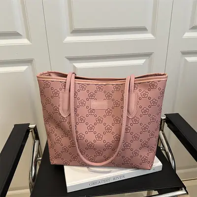 Pink Embroidered Flower Tote Bag for Women