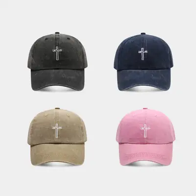 Men's Grey Cross Embroidered Baseball Cap