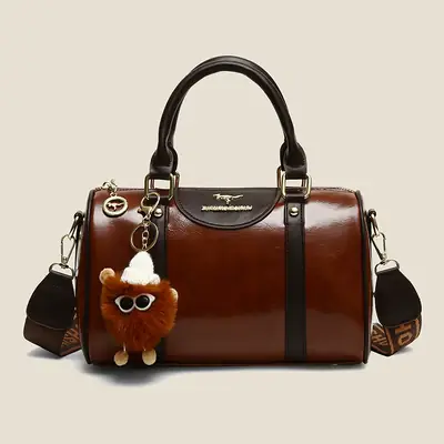 Retro Brown Boston Style Women's Handbag 2026