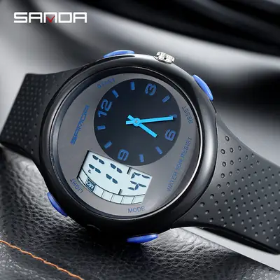 Men's Luminous Digital Watch Black Yellow Sport Resistant