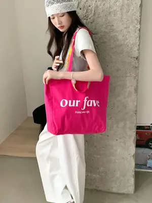 Spring Red Double Shoulder Bag with Letter Print