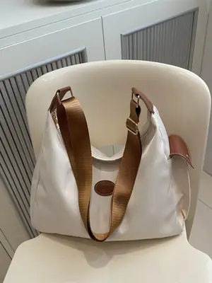 Women's White Oxford Tote Bag Large Capacity Crossbody Shoulder Commuter