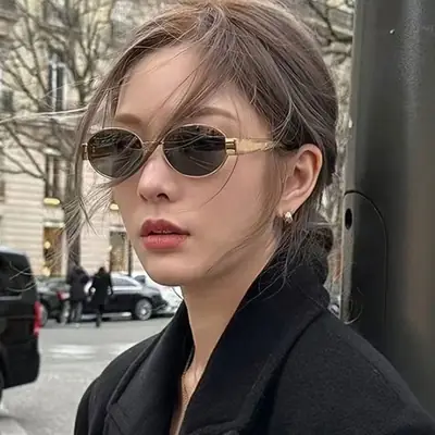Retro Oval Frame Sunglasses with UV Protection