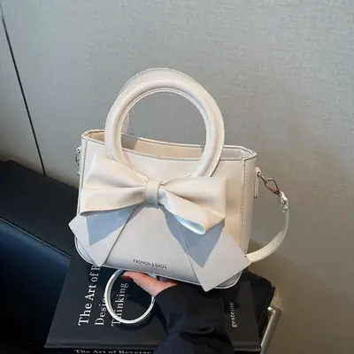 Women's White Bow Shoulder Bag 2025 New Style