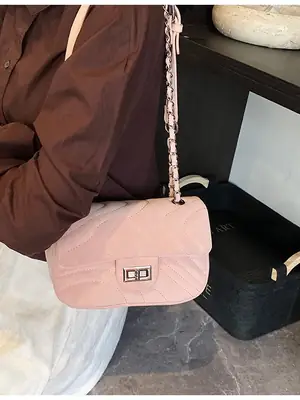 Pink Quilted Crossbody Bag for Women 2025