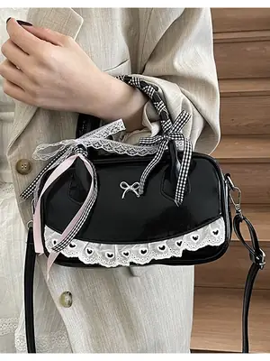 Black Lace Crossbody Bowling Bag for Women 2026