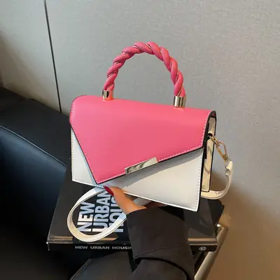 Pink White Square Korean Style Shoulder Bag 2025