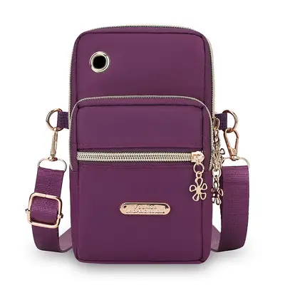 Purple Crossbody Phone Bag with Four Layers