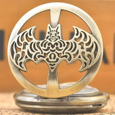Retro Hollow Batman Pocket Watch with Quartz Movement