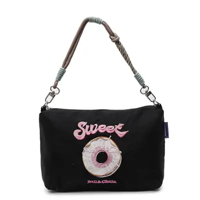 Sweet Donut Embroidered Crossbody Bag Black