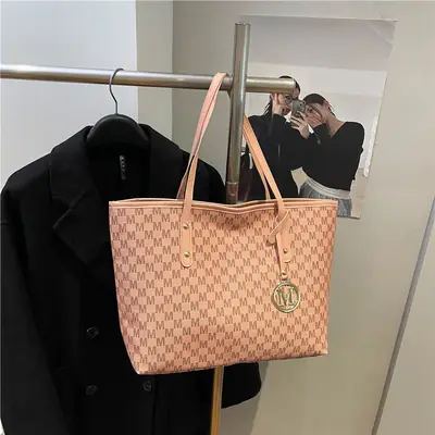 Women's Pink Printed Large Shoulder Bag Travel Commuter Bag