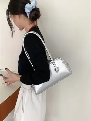 2025 New Arrival Silver Zipper Tote Bag for Women
