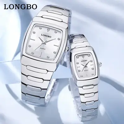 Longbo Gold Silver Quartz Couple Watch with Calendar