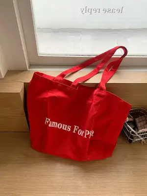 Red Canvas Shoulder Tote Bag Large Capacity Spring Lazy Style