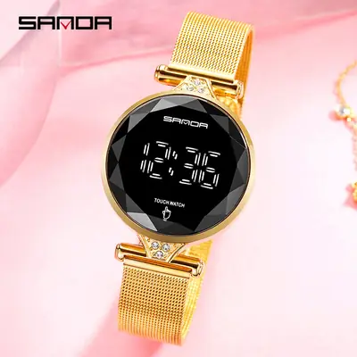 Sanda Gold Mesh Touch Screen Women's Watch