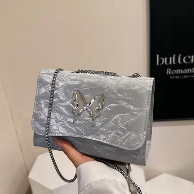 Gentle Butterfly Chain Shoulder Bag Silver 2025