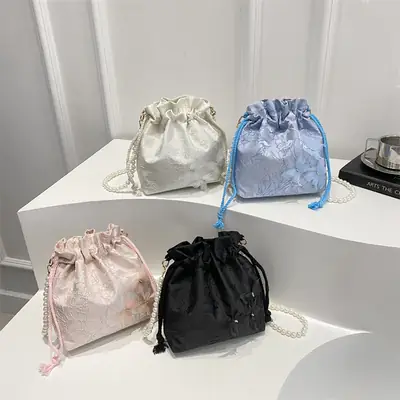 Blue Floral Western Bucket Bag for Women Spring 2025 luggage and leather goods
