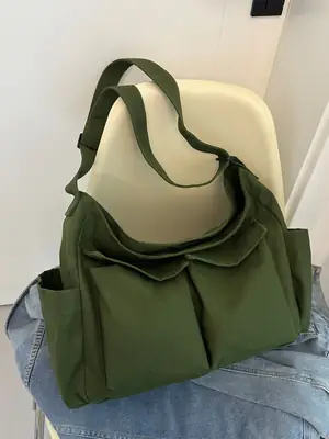 Green Canvas Crossbody Bag for Women Large Capacity 2025