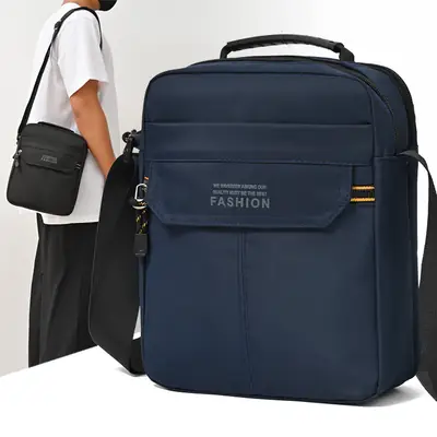 One-Shoulder Crossbody Bag for Men Black Multi-Compartment