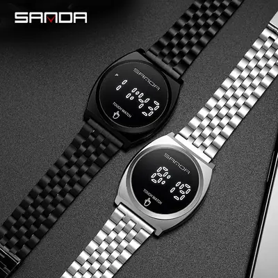 Sanda Touch Screen Business Steel Watch Digital Display