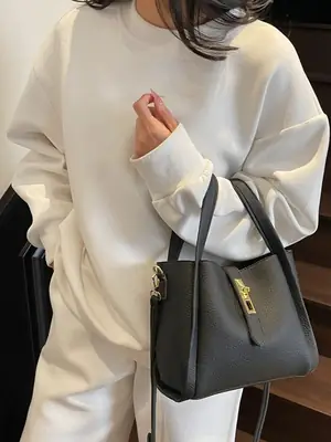 Textured Crossbody Bag for Women Black