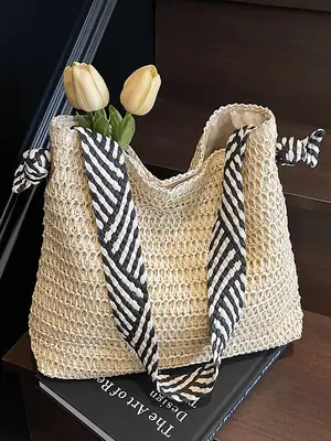 2025 New Straw Tote Bag Women Beach Casual Large Capacity