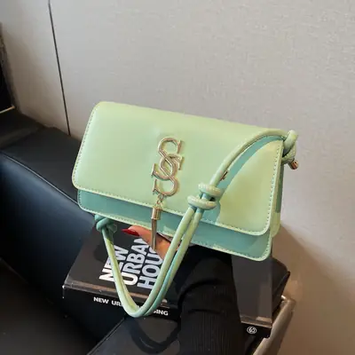 Women's Mint Green Shoulder Bag with Gold Logo