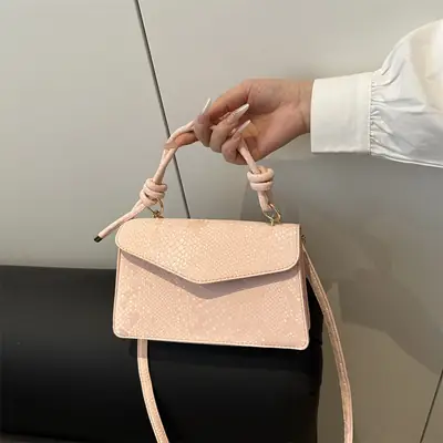 Pink Snake Pattern Crossbody Bag for Women