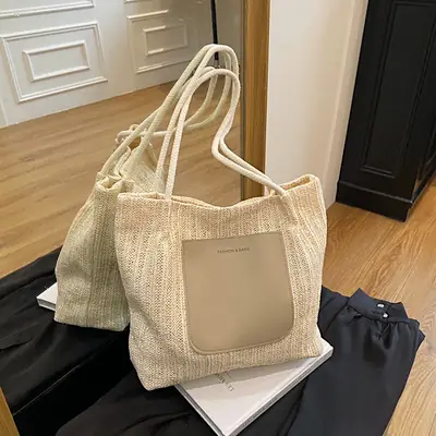 Women Casual Straw Tote Bag Large Capacity Lazy Style