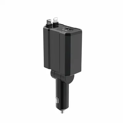 Telescopic Car Charger 1-4 Car Use Black