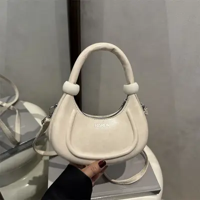 Women's Cream Crossbody Bag with Strap & Handle