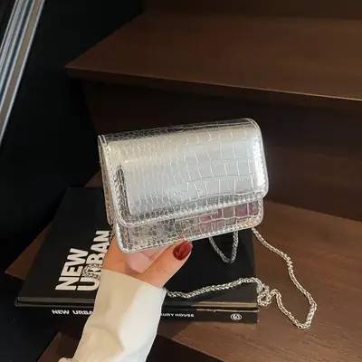 High-End Clear Croc Pattern Chain Crossbody Bag for Women